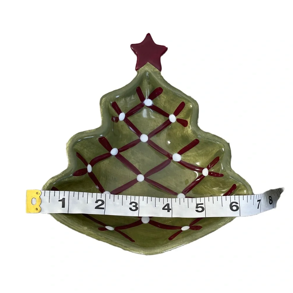 POTTERY BARN Season’s Greetings Christmas Tree Candy / Nut Dishes - EUC